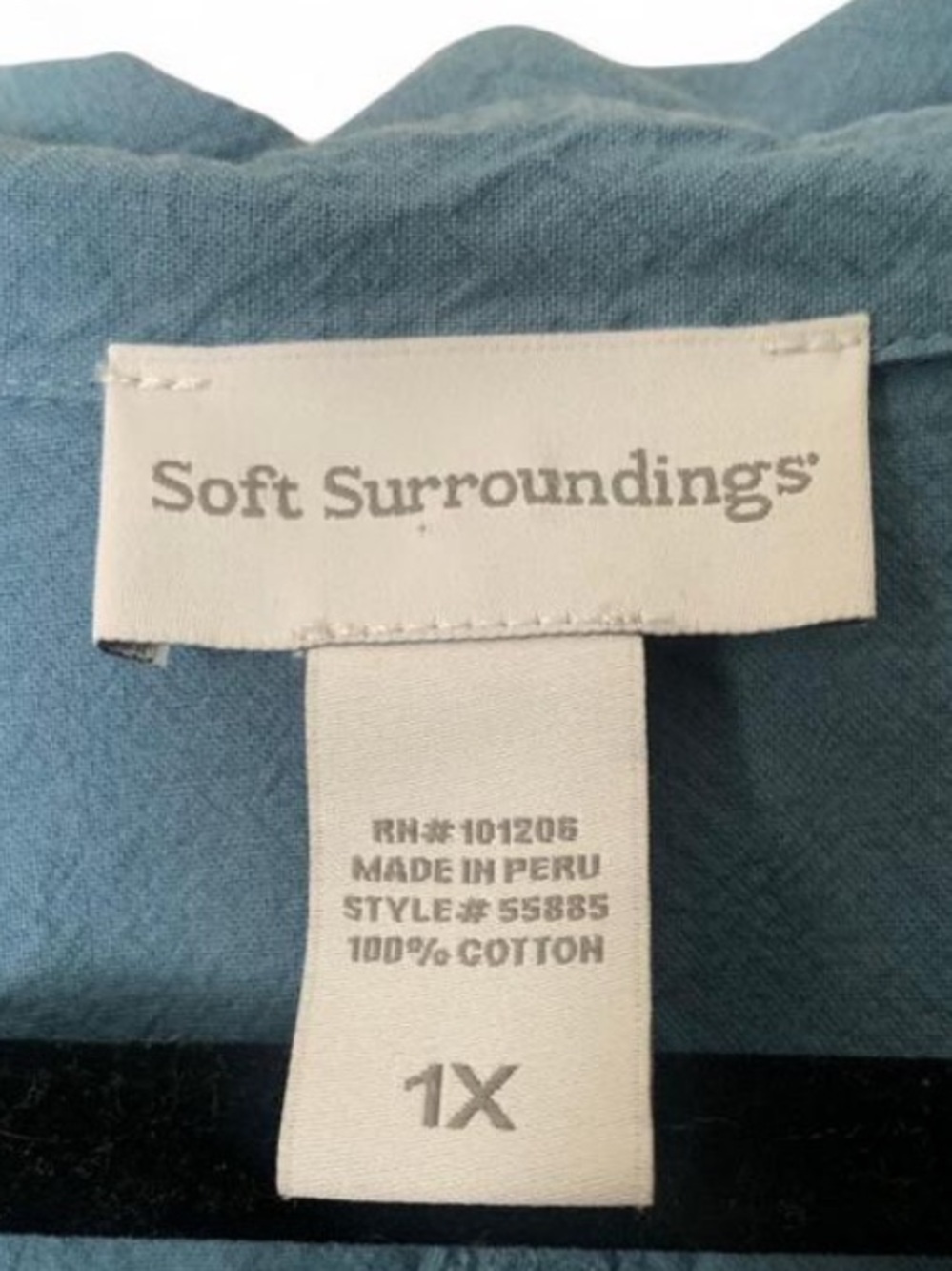 Soft Surroundings Samantha Embroidered Cotton Scalloped Tunic Blue 1X EUC - Picture 6 of 6